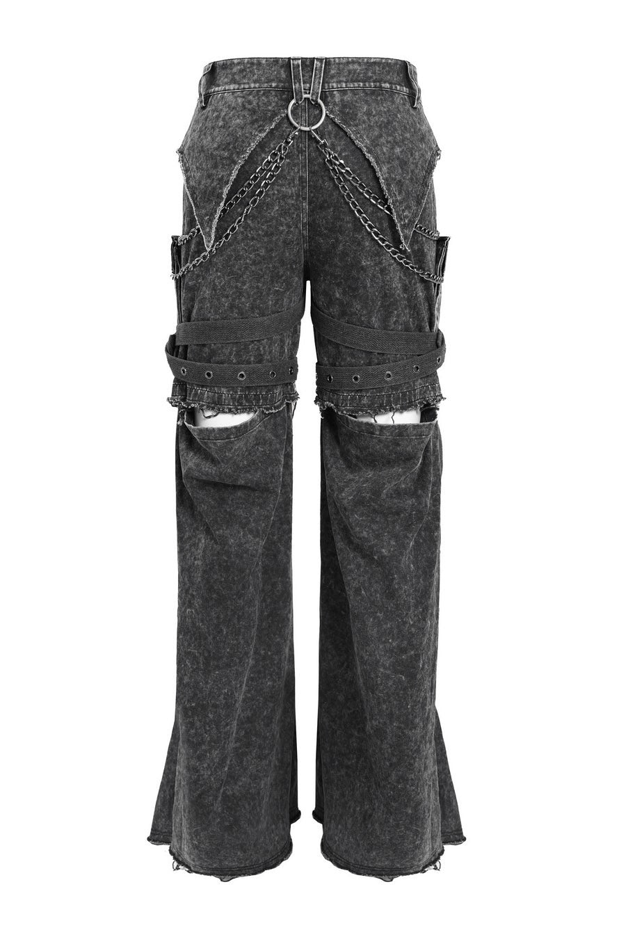 mens baggy dark denim grunge goth cargo pants