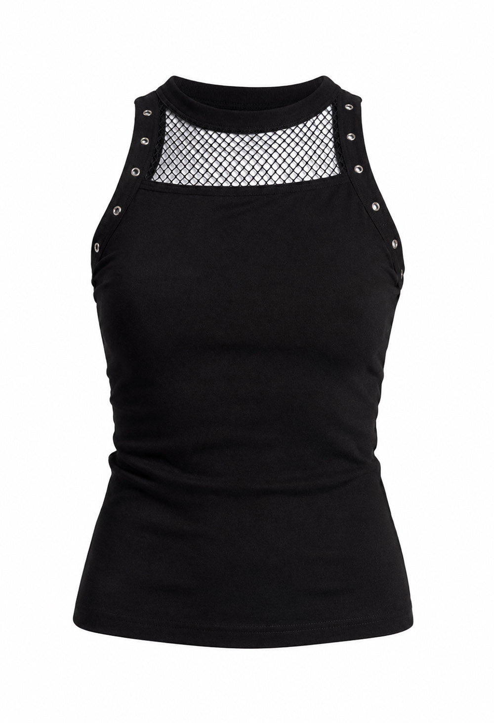 black tank top with eyelets