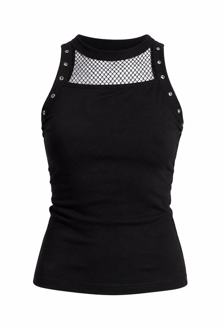 black tank top with eyelets