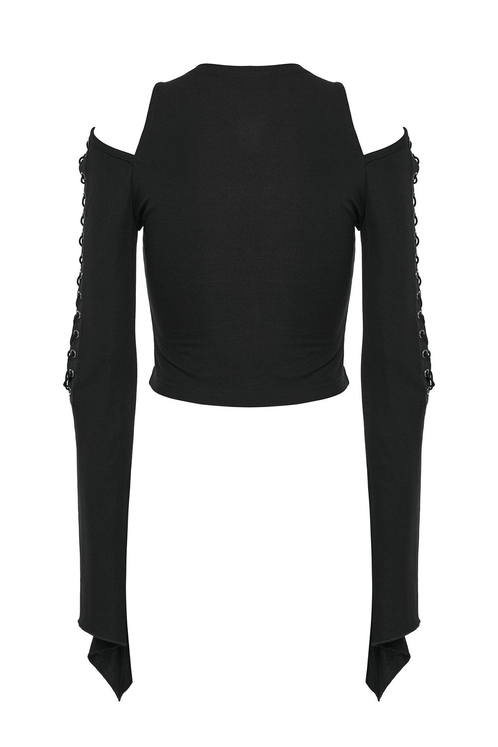 lace-up chest cold shoulder emo long sleeve top