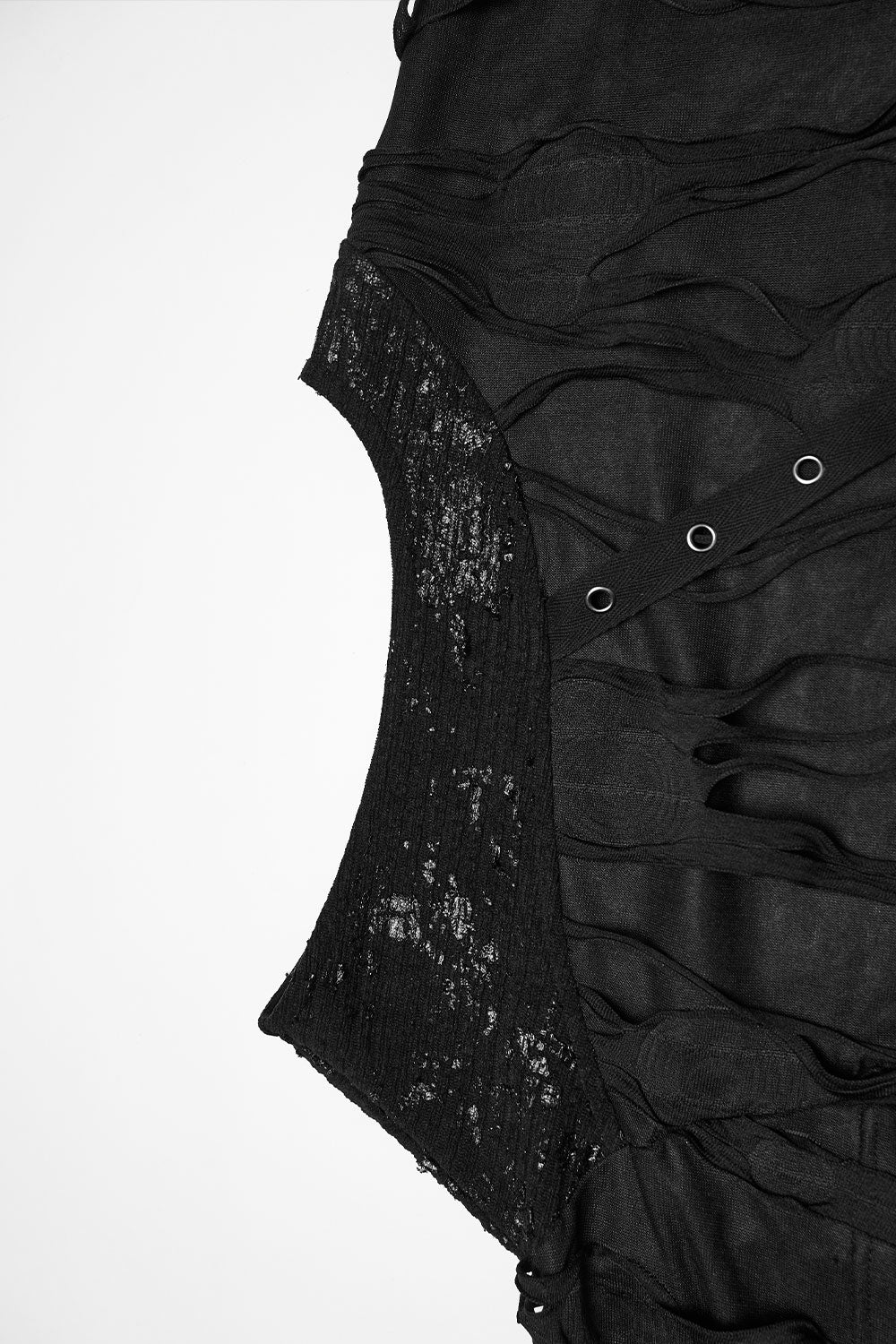 sleeve detail of mesh hooded vest for men
