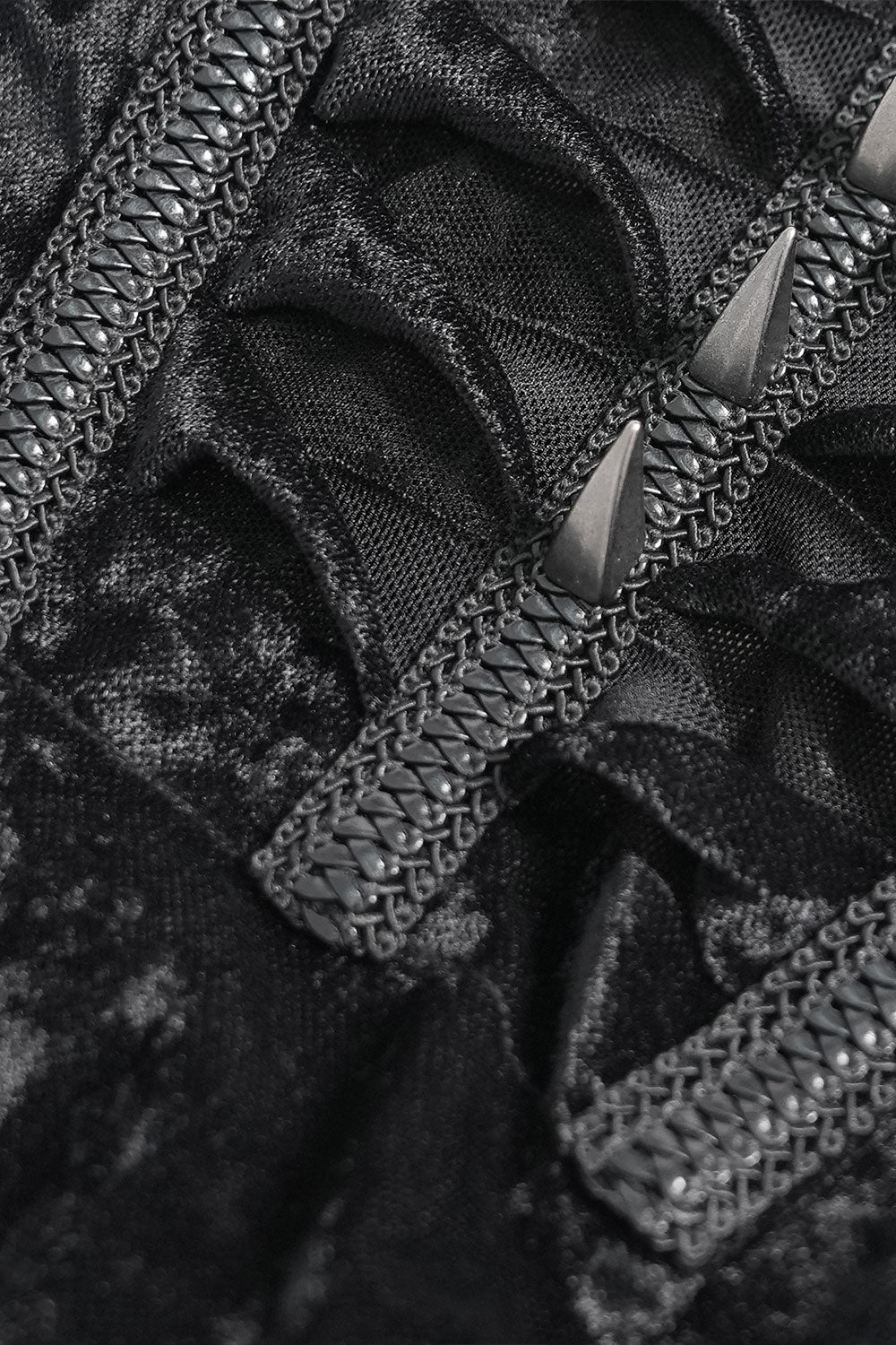 Close up details of goth fashion top