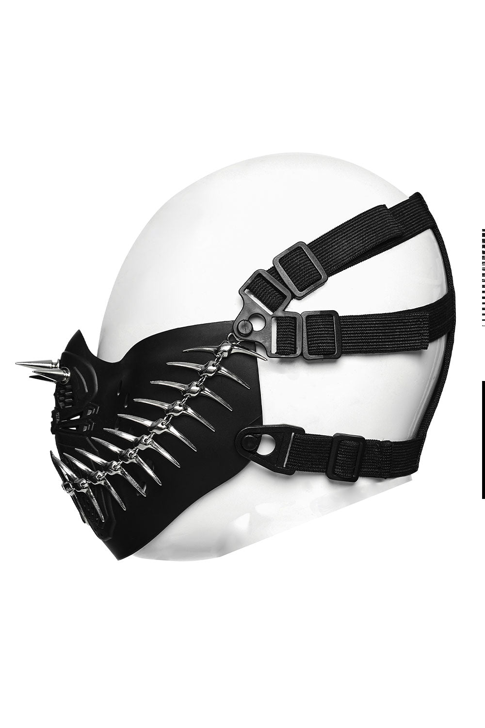 side view of punk goth creepy face mask