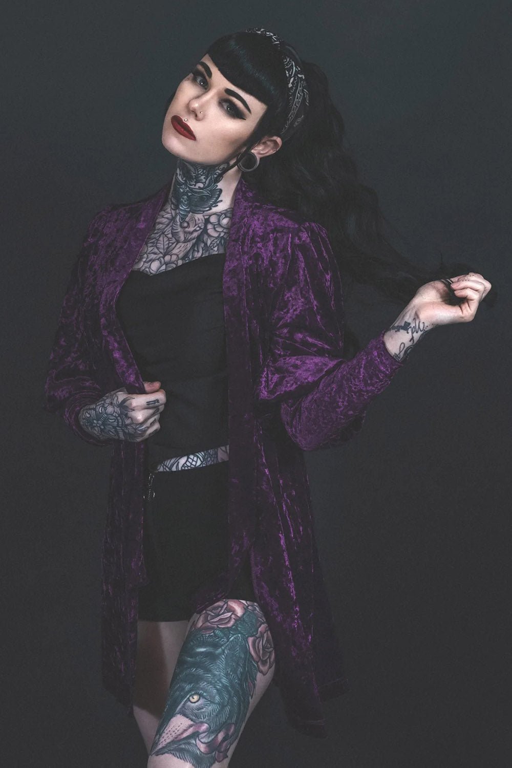 Facilier Cardigan [PURPLE] - womens outerwear - VampireFreaks - Lively Ghosts