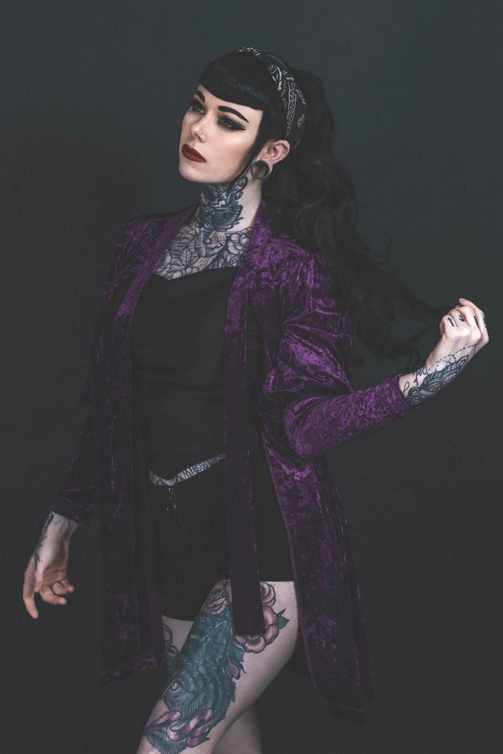 Facilier Cardigan [PURPLE] - womens outerwear - VampireFreaks - Lively Ghosts