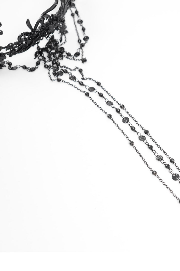 dark queen beaded tassel crown