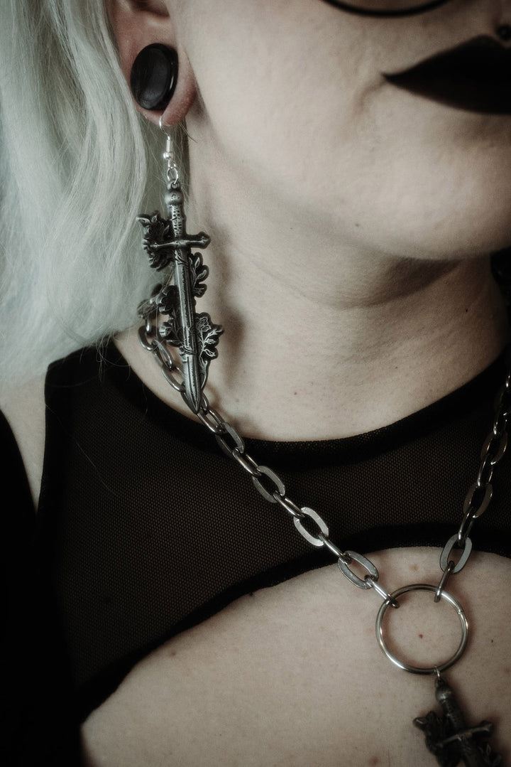 medieval goth dangle drop earrings