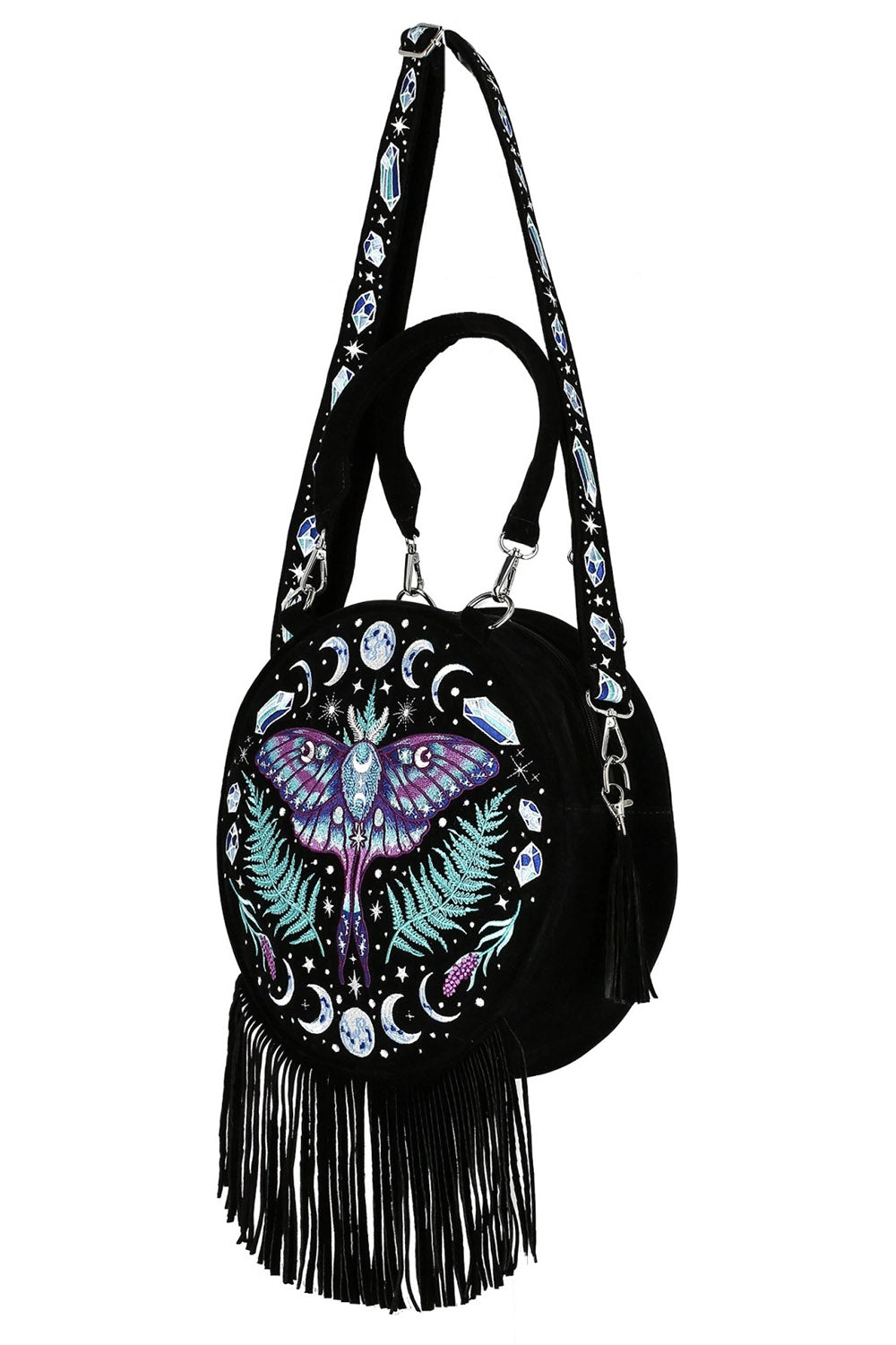magical forest witch embroidered handbag