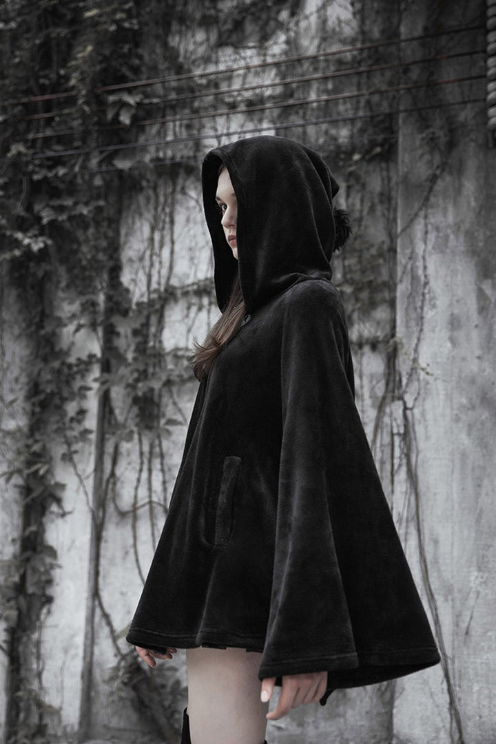 womens witchy short black velvet coat
