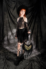 black vegan suede whimsigothic bag 