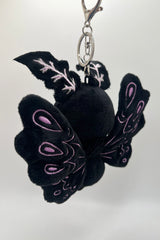 black, blue, and purple pastel goth plush keyring 