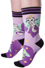 spooky cute pastel purple cat socks