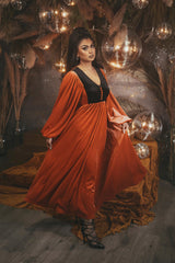 Rhiannon Kleid [ORANGE/SCHWARZ]