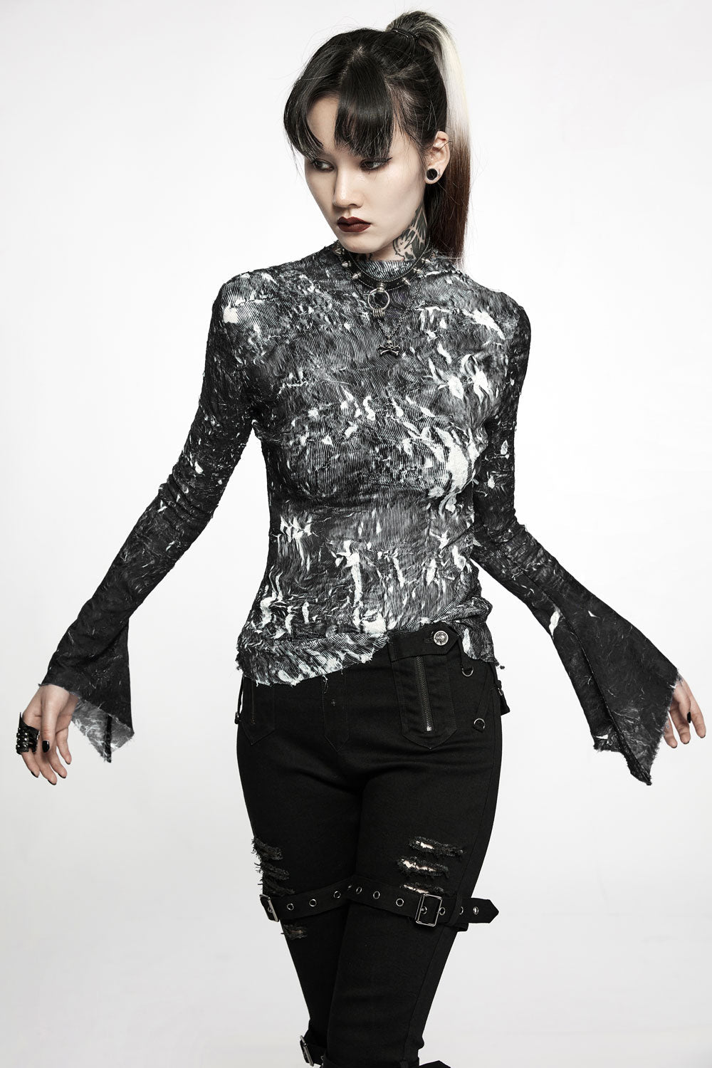 Fallen Star Flared Sleeve Top - womens tops - VampireFreaks - Punk Rave