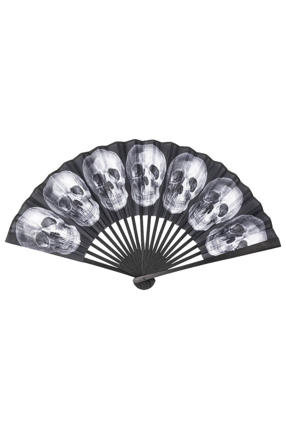 black and white gothic skull printed hand fan