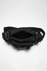 Unisex Cyberpunk Buckle Strap D-ring Waist Bag with top zipper opening
