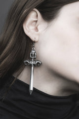 goth silver sword earrings by the pretty cult 