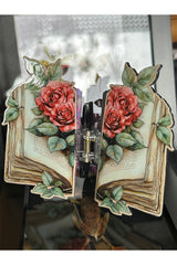 romantic book hair claw with roses and leaves printed on the book