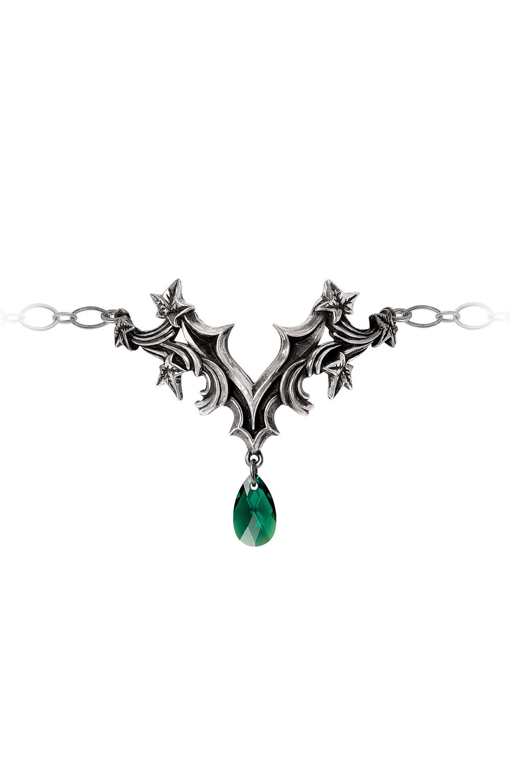 emerald green ivy and pewter fantasy bracelet 