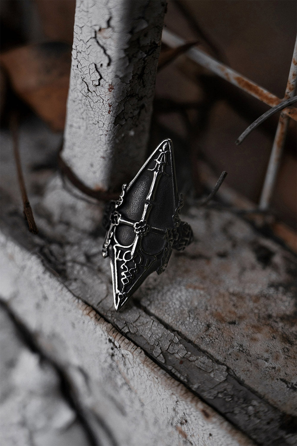 stainless steel gothic architecture ring 