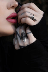 stainless steel goth cathedral ring 