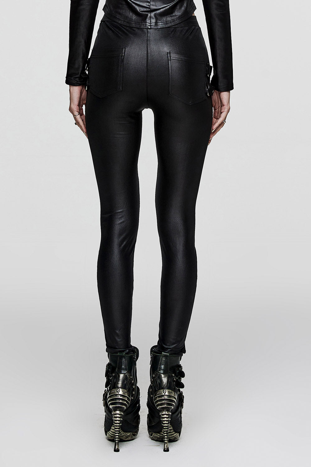 sexy black vegan leather leggings