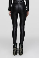sexy black vegan leather leggings