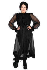 Cute goth nightgown duster with button closure on front