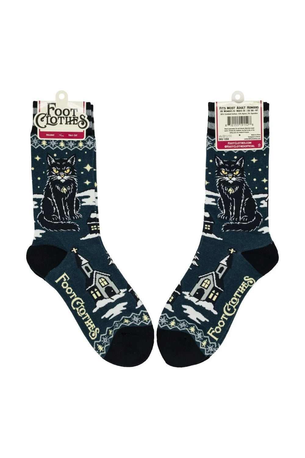 goth punk fun graphic crew socks holiday black cat