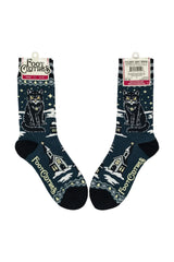 goth punk fun graphic crew socks holiday black cat