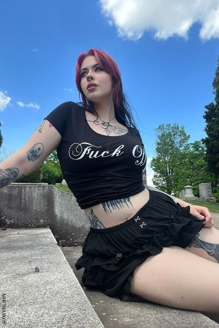 F*ck Off Crop Top - womens graphic tees - VampireFreaks - VampireFreaks