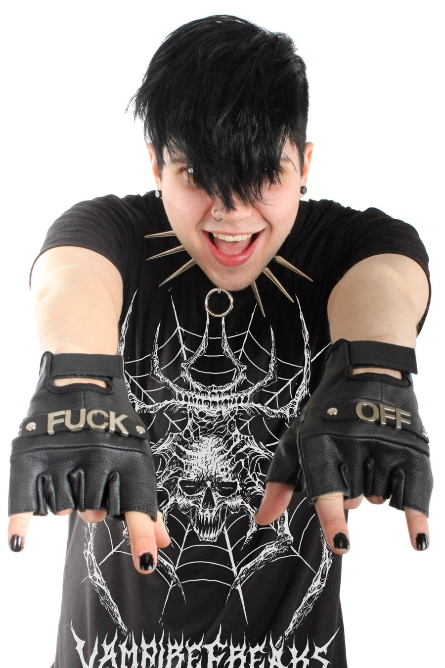 F*ck Off Leather Gloves - gloves & armwarmers - VampireFreaks - Funk Plus