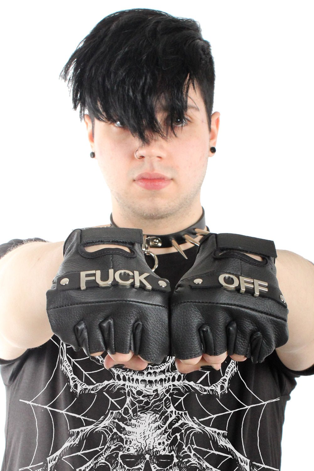 F*ck Off Leather Gloves - gloves & armwarmers - VampireFreaks - Funk Plus