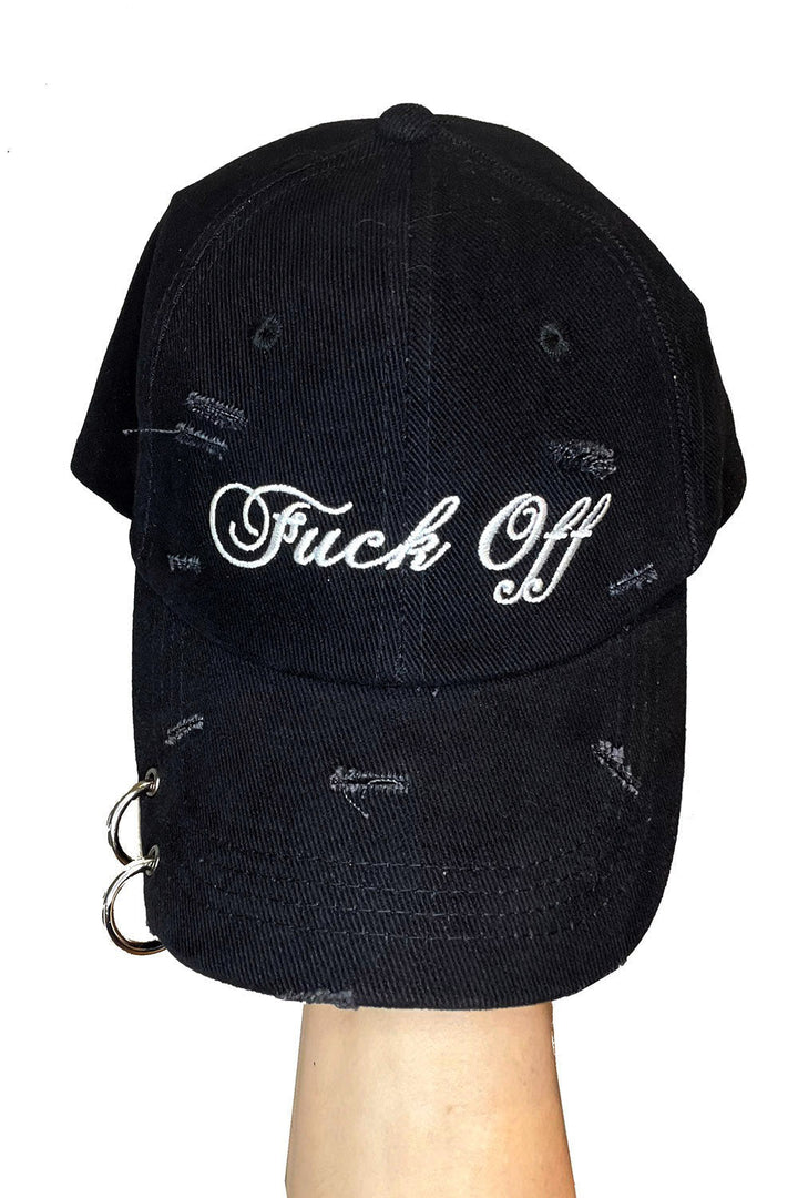 F*ck Off Pierced Baseball Cap - hats & scarves & headwear - VampireFreaks - VampireFreaks