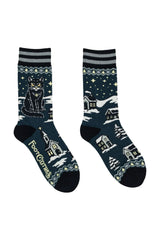 grunge occult weird cute graphic socks with grumpy black christmas cat