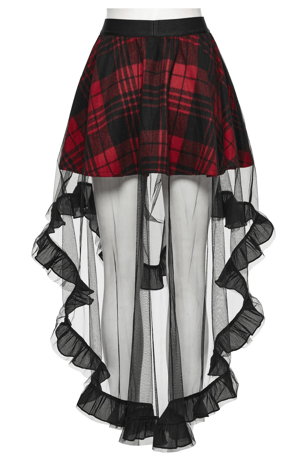 punk mini skirt with mesh skirt overlay