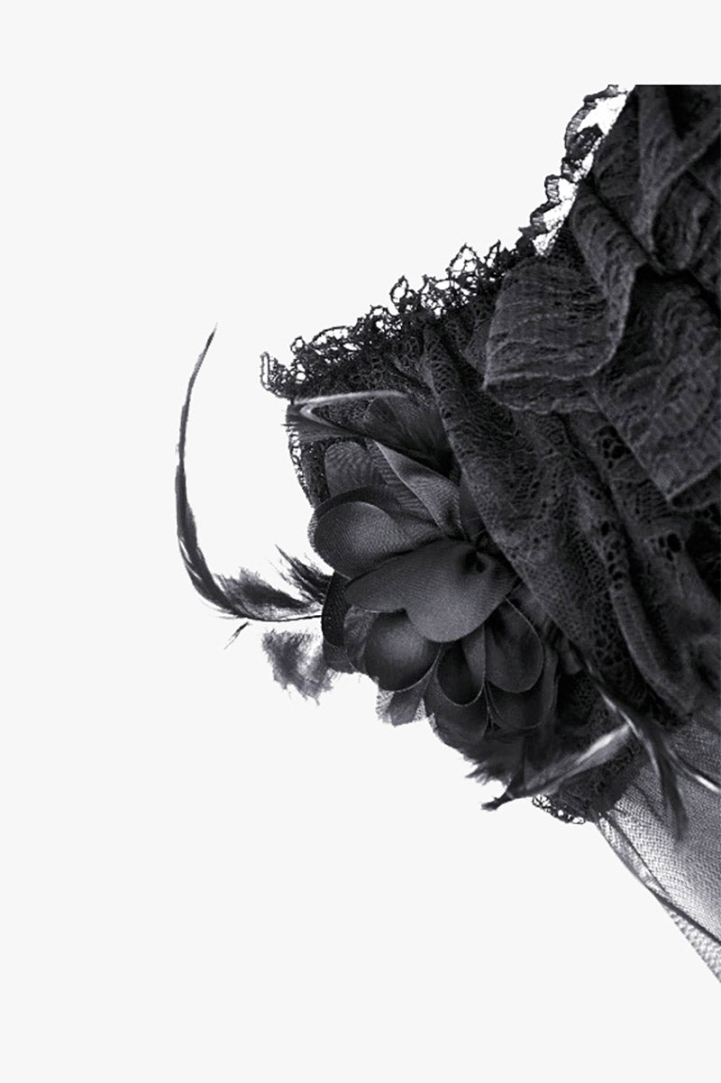 ruffled lace faux flower dress