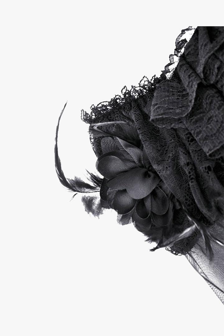 ruffled lace faux flower dress