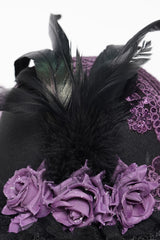 feathered flower victorian goth embroidered hat