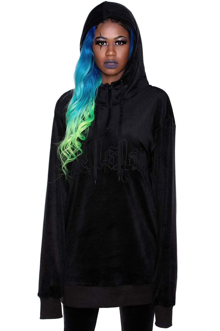 Fester Velour Hoodie (Unisex) [Black] - mens outerwear - VampireFreaks - Killstar