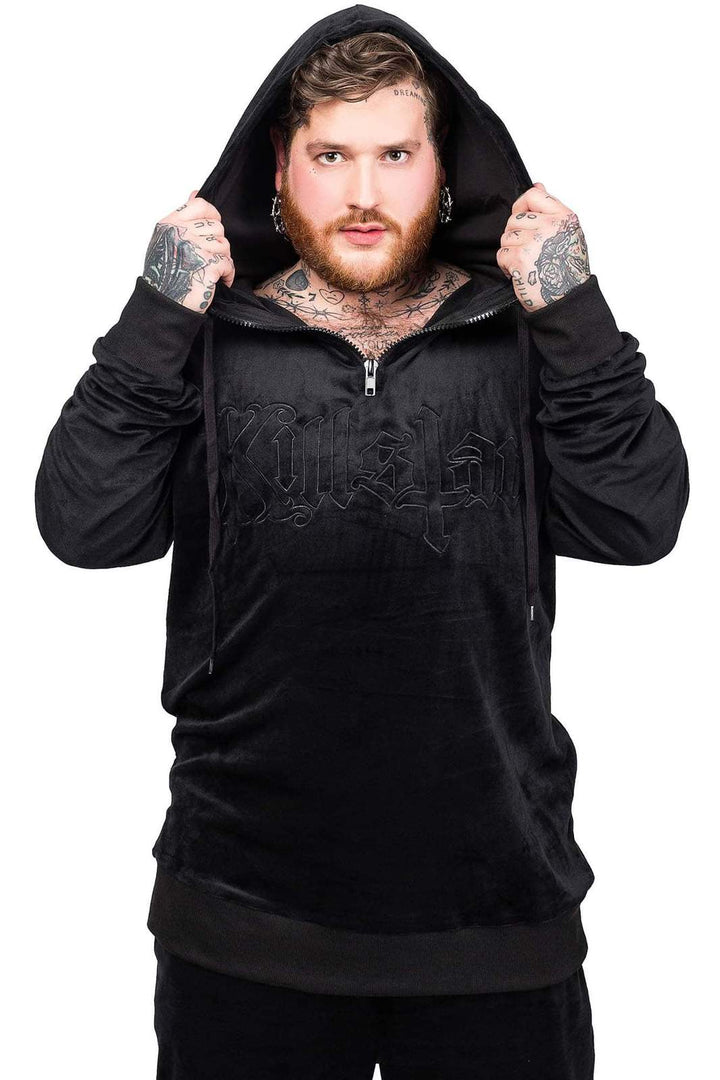 Fester Velour Hoodie (Unisex) [Black] - mens outerwear - VampireFreaks - Killstar