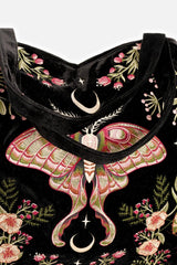 large whimsigoth embroidered moth and moon bag 