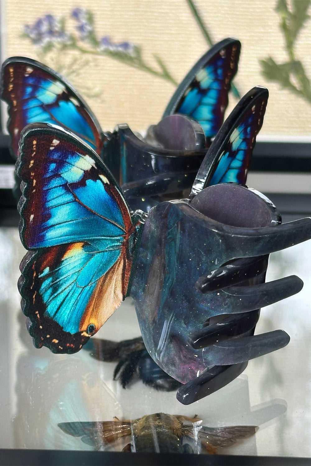blue buterfly cottagecore hair clips