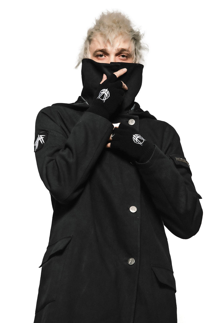 anarchy symbol embroidered gloves