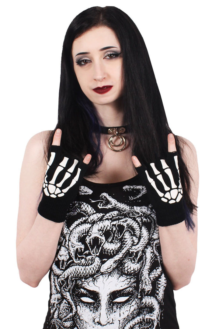 Fingerless Skeleton Gloves - gloves & armwarmers - VampireFreaks - VampireFreaks