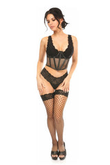 Lavish Black Fishnet Underwire Open Cup Waist Cincher