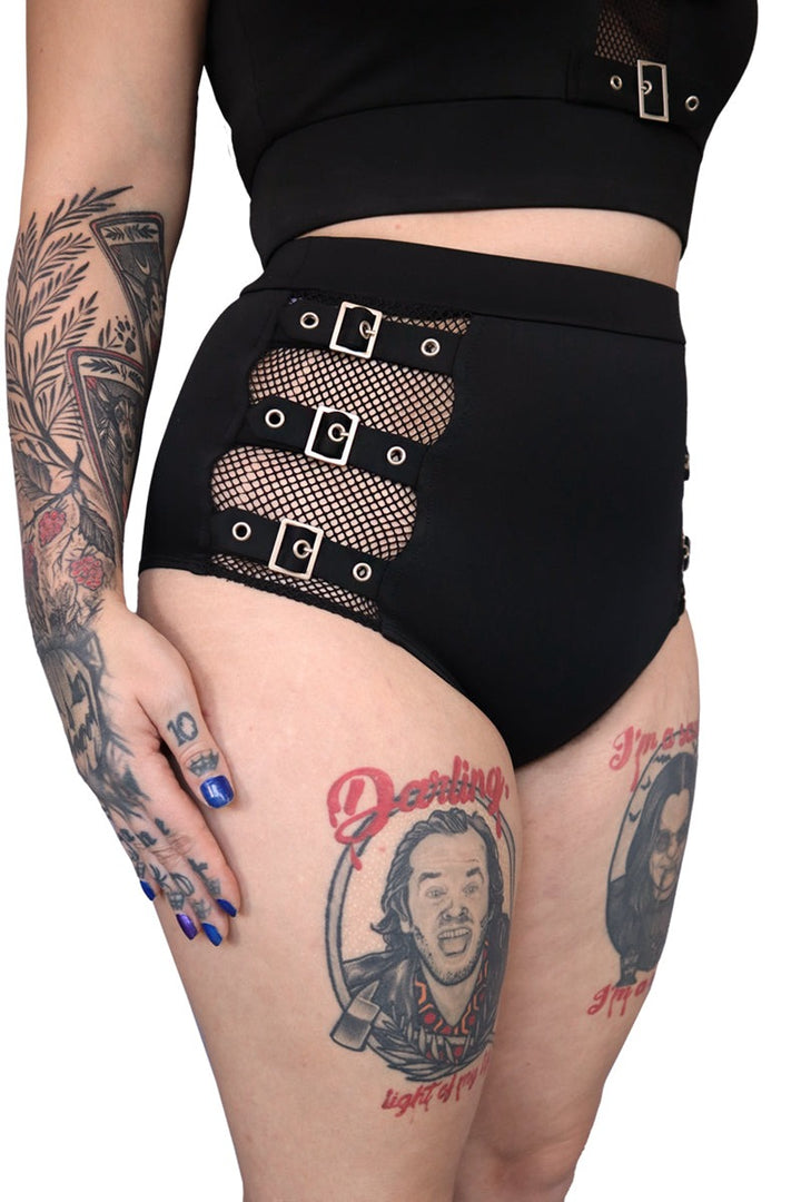 sexy dark high-waisted gothic bikini bottoms by forest ink