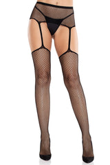 gothic cross fishnet garter stockings