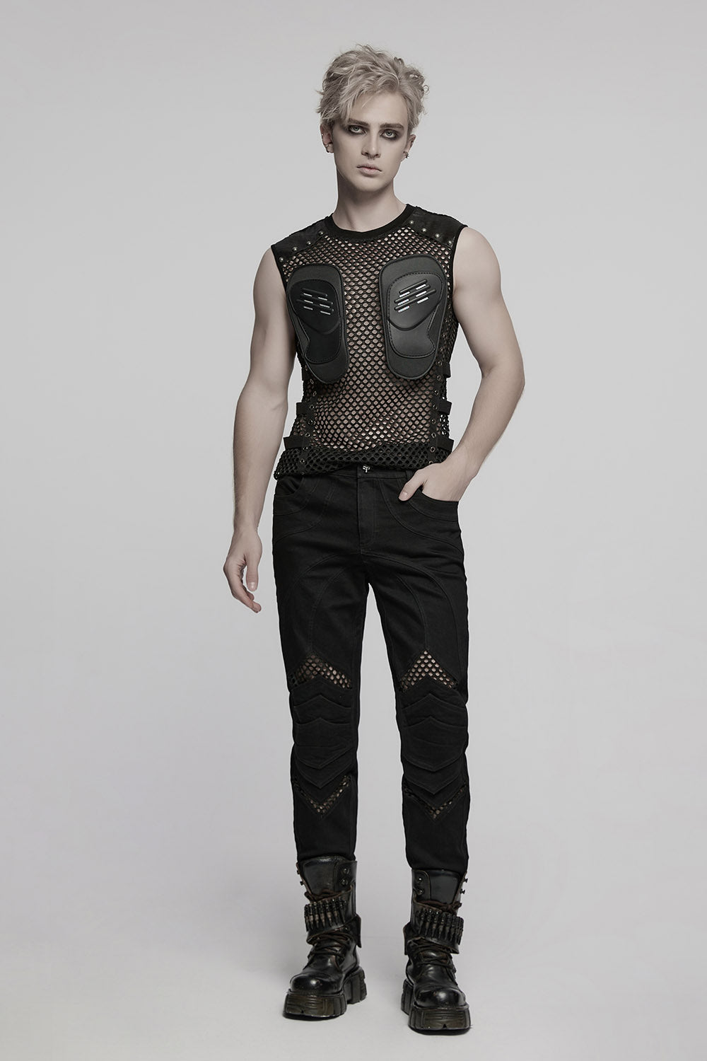 mens fishnet rocker jeans by punk rave 
