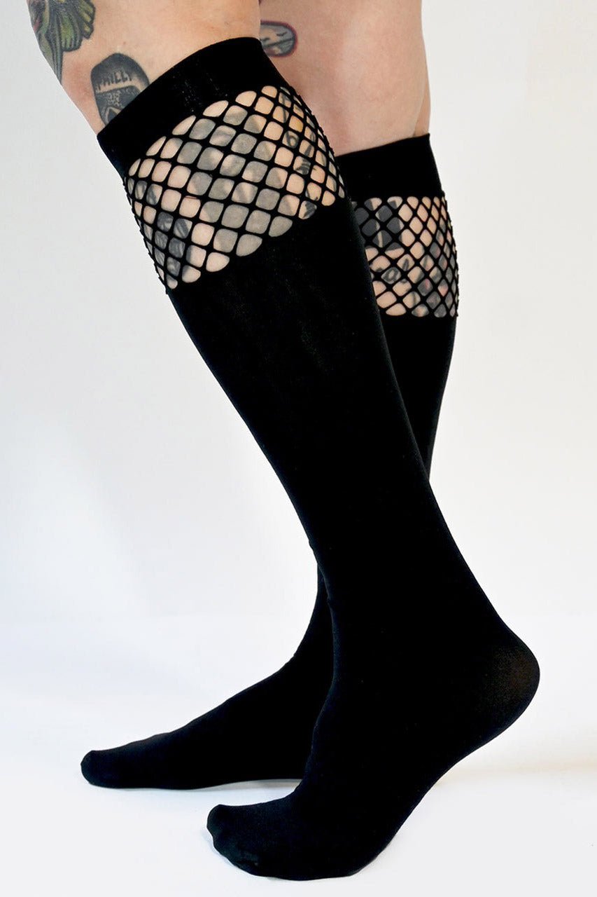 Fishnet Knee High Socks - socks & stockings - VampireFreaks - Sourpuss